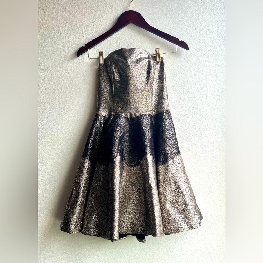Anthropologie SB Sachin & Babi Gold Brocade Cocktail Dress